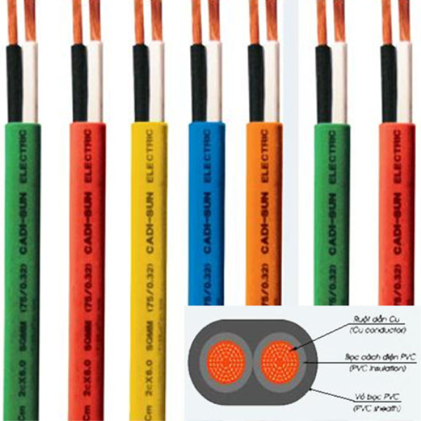 Dây điện Cadivi, dây đôi mềm dẹt VCmo 2x6
